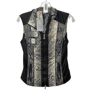 NEW $795 Bogner Felina Vest!  e 34 US 4 XS  Black & Creme Python Snakeskin Print
